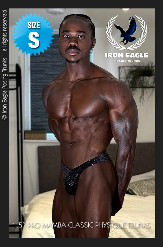 Pro Classic Physique Trunks - 1.5'' Black Mamba Velvet